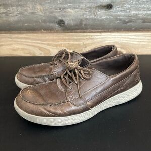 Skechers On the Go Boat Shoe GoGa Max Brown Leather Lace Up Men Size 11 Casual